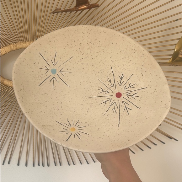 Other - Vintage MCM Starburst Speckled Cleminson California Pottery Pedestal Dish Bowl